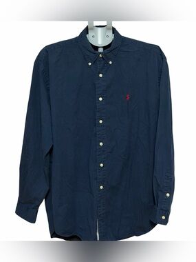 Vintage Polo Ralph Lauren Men Dark Blue Button Down Shirt 100% Cotton- size L